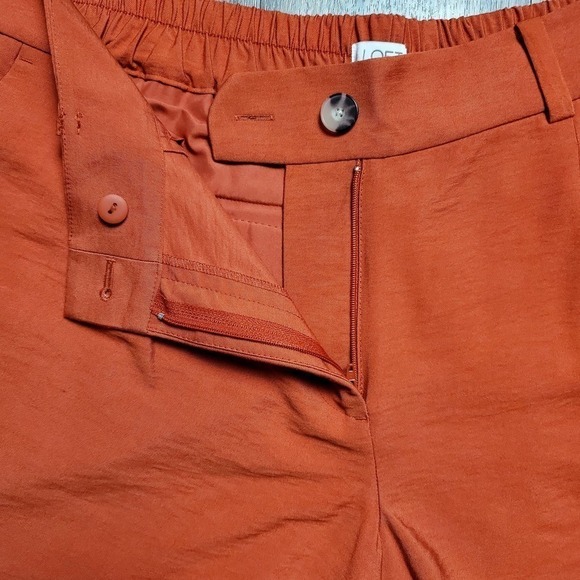 Loft Women Rusty Orange Chino Travel Casual Short Elastic Waistband Size Large - Picture 2 of 9